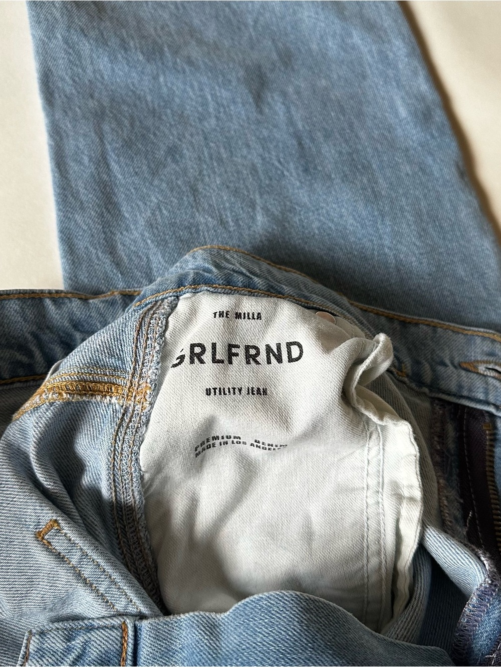 GRLFRND Milla Cargo Straight-Leg Jeans | Light Wash | Made in LA | Premium Denim - Picture 6 of 11
